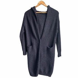 Uniqlo Long cardigan sweater with hood, blue XS